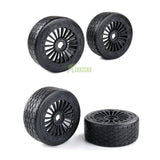 Rubber Tire on Road Tyre Set Tyre Skin and Wheel Hub & Beadlocks Ring Assembly Set Gen.2 Fit for 1/5 Scale Rovan F5 MCD XS-5 For Radio controlled toy Car/Boat/Airplane and replacement parts therefor