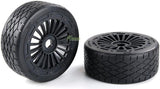 Rubber Tire on Road Tyre Set Tyre Skin and Wheel Hub & Beadlocks Ring Assembly Set Gen.2 Fit for 1/5 Scale Rovan F5 MCD XS-5 For Radio controlled toy Car/Boat/Airplane and replacement parts therefor