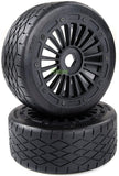 Rubber Tire on Road Tyre Set Tyre Skin and Wheel Hub & Beadlocks Ring Assembly Set Gen.2 Fit for 1/5 Scale Rovan F5 MCD XS-5 For Radio controlled toy Car/Boat/Airplane and replacement parts therefor