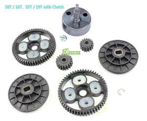 Metal Clutch Bell and 58T/16T and 55T/19T Metal Gear Set Fit for 1/5 HPI ROVAN KM BAJA 5B 5T 5SC For Radio controlled toy Car/Boat/Airplane and replacement parts therefor